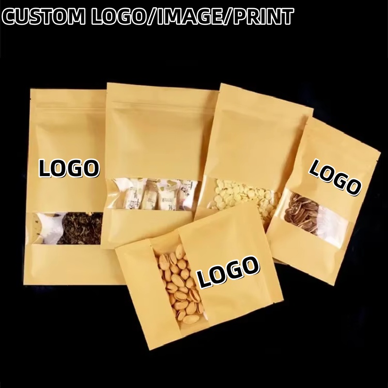 Logo Food Snack - أكياس ورقية كرافت ذات قاع مسطح