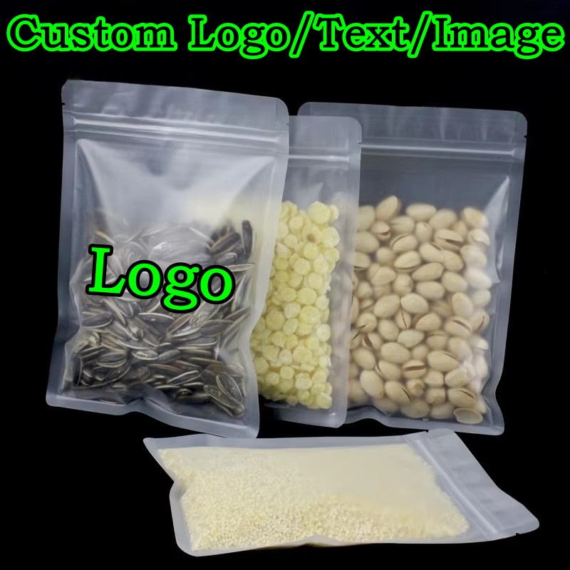 Logo Food Snack - 100 قطعة من أكياس التعبئة البلاستيكية